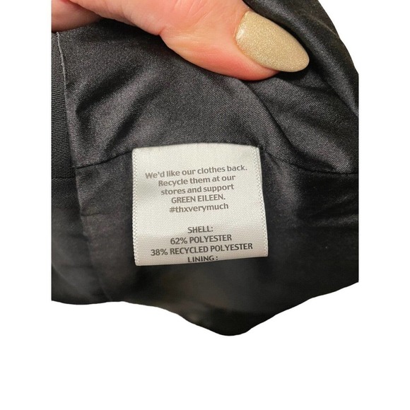 Eileen Fisher NWT Petite Tropical Blazer w Leather Trim Black Stand Collar PM - Picture 10 of 12